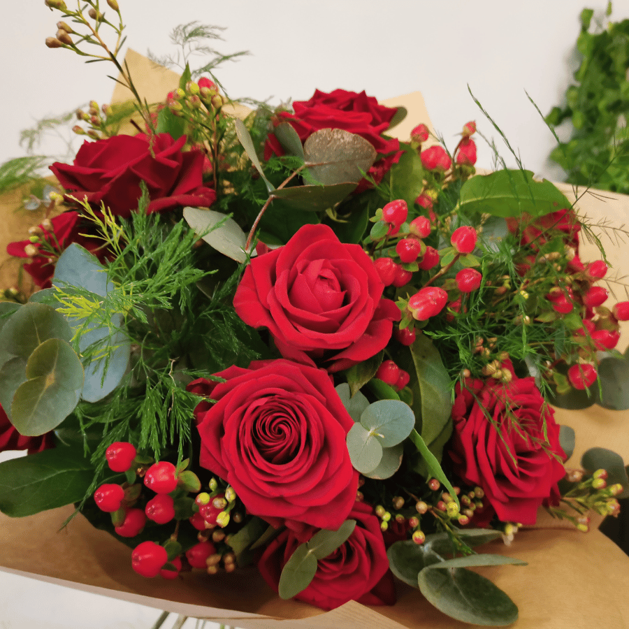The Hampshire Florist - "Crazy in Love" Red Rose & Berry Bouquet 2