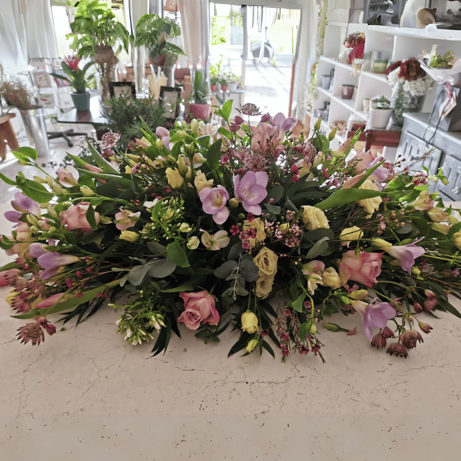 The Hampshire Florist - Rose, Freesia & Lisianthus Coffin Spray 2