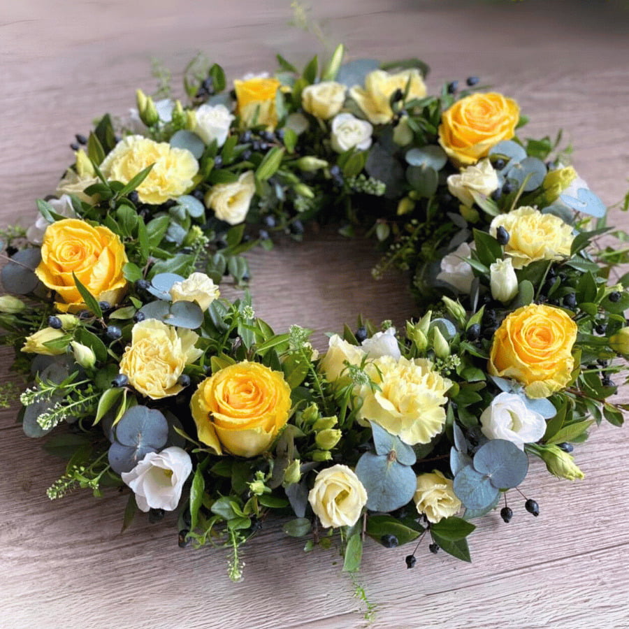The Hampshire Florist - Yellow Funeral Wreath