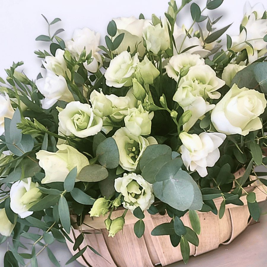 "amazing grace" <br>white flower basket